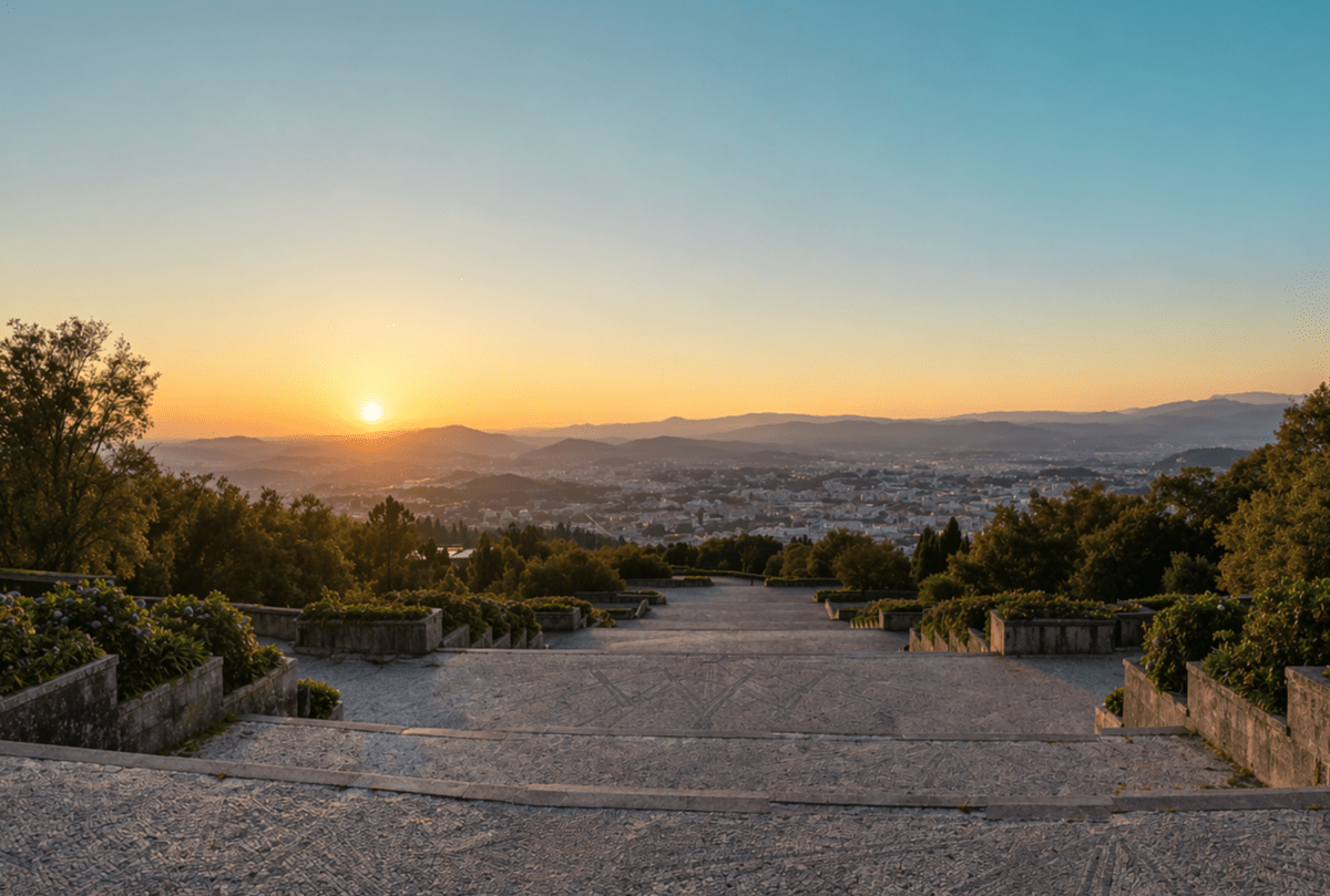 Sunset over Braga, where history, faith, and everyday life converge beneath the hills of northern Portugal
