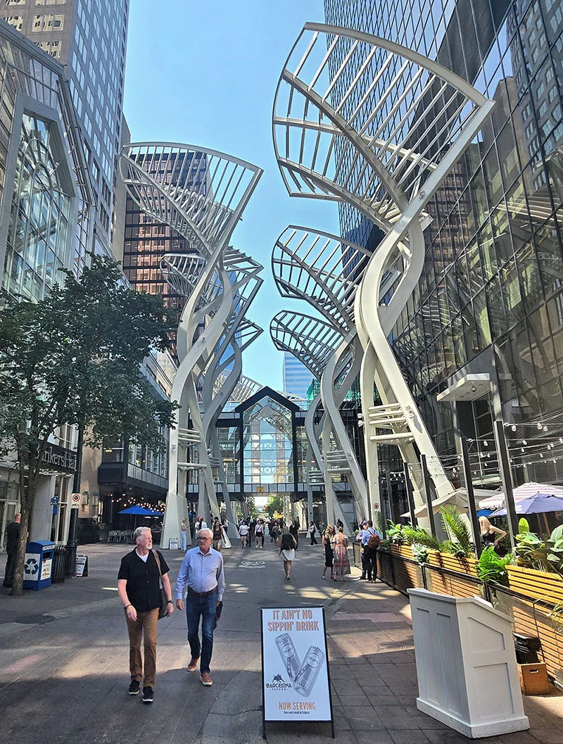 Calgary’s Galleria Trees are towering steel sculptures designed to create an urban forest in the heart of downtown